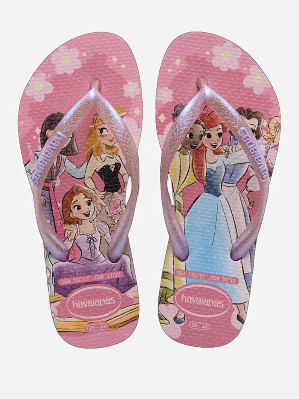 Havaianas Kids Pink Disney Princess Flip Flops with Character Print